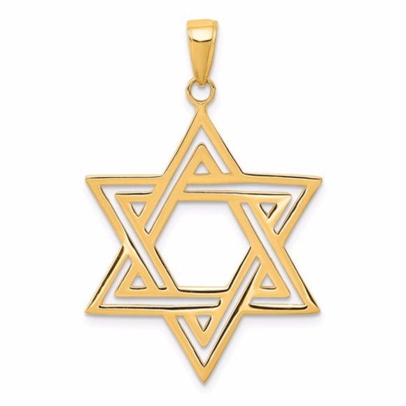 14k Solid Polished Star Of David Charm